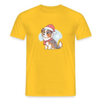 Schneehund-Weihnachtsmütze - Männer T-Shirt - Gelb - Vorne - AI Model Male 178 dark (178cm)