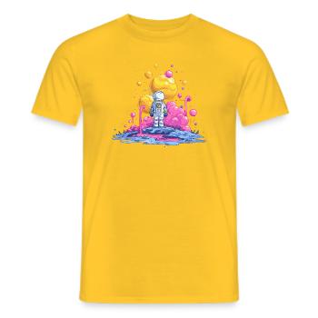 Astronaut auf Farbplanet - Männer T-Shirt - Gelb - Vorne - AI Model Male 178 dark (178cm)