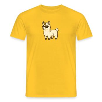 Alpaga cool avec corne de licorne - T-shirt homme - jaune - Devant - AI Model Male 178 dark (178cm)