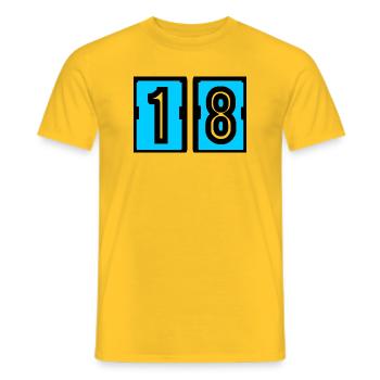18. 18 JAHRE ALT. 18-JÄHRIGES JUBILÄUM. 18. GEBURTSTAG. - Männer T-Shirt - Gelb - Vorne - AI Model Male 178 dark (178cm)