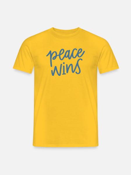 Peace wins hand lettering - Men's T-Shirt - yellow
