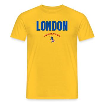 Londres – Royaume-Uni Design urbain - T-shirt homme - jaune - Devant - AI Model Male 178 dark (178cm)