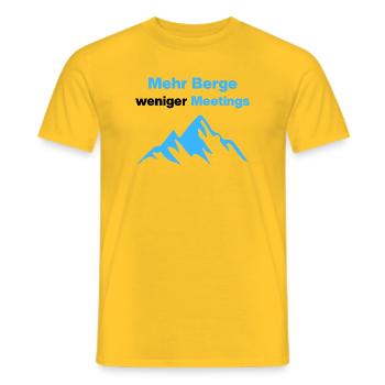 More mountains, fewer meetings, holidays, office - Men's T-Shirt - yellow - Front - AI Model Male 178 dark (178cm)