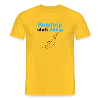 Road trip instead of everyday life - Get out into the adventure - Men's T-Shirt - yellow - Front - AI Model Male 178 dark (178cm)