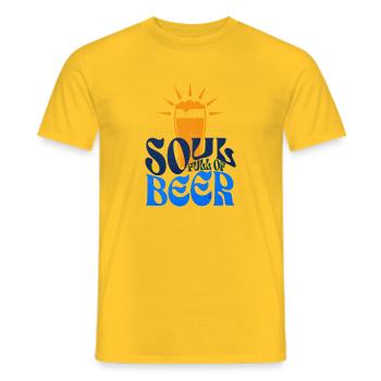 Soul Full Of Beer - Men's T-Shirt - yellow - Front - AI Model Male 178 dark (178cm)