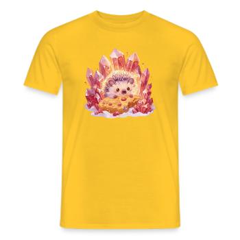 Crystal hedgehog with cookie - Men's T-Shirt - yellow - Front - AI Model Male 178 dark (178cm)
