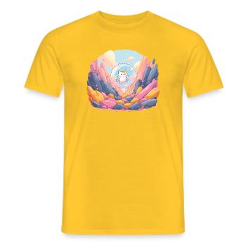 Cat ball in the colored canyon - Men's T-Shirt - yellow - Front - AI Model Male 178 dark (178cm)