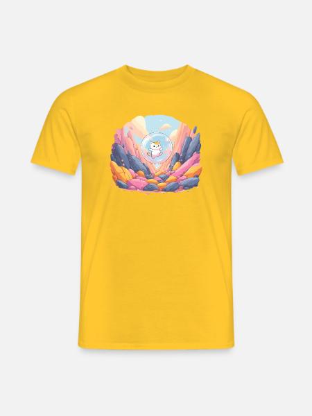 Katzenkugel im farbigen Canyon - Männer T-Shirt - Gelb