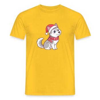 Husky Weihnachtszeichentrick-Süßigkeit - Männer T-Shirt - Gelb - Vorne - AI Model Male 178 dark (178cm)