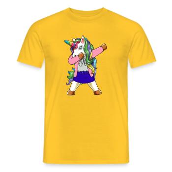 Dabbing Unicorn Teacher Funny School Educator Gift - Men's T-Shirt - yellow - Front - AI Model Male 178 dark (178cm)