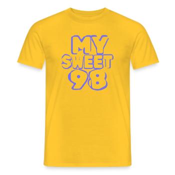 Birthday 98 - Men's T-Shirt - yellow - Front - AI Model Male 178 dark (178cm)