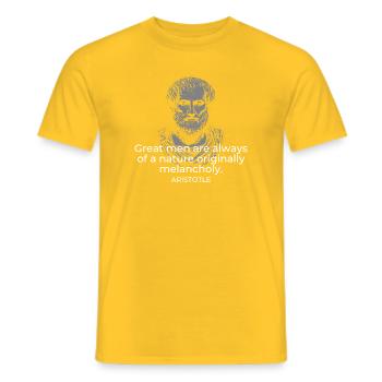 Citation classique d’Aristote sur la mélancolie - T-shirt homme - jaune - Devant - AI Model Male 178 dark (178cm)