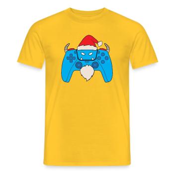 Contrôleur de jeu vidéo Yéti Joueur de Noël Yéti - T-shirt homme - jaune - Devant - AI Model Male 178 dark (178cm)