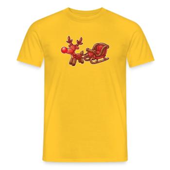 Ballontier Rentier mit Schlitten Weihnachten - Männer T-Shirt - Gelb - Vorne - AI Model Male 178 dark (178cm)