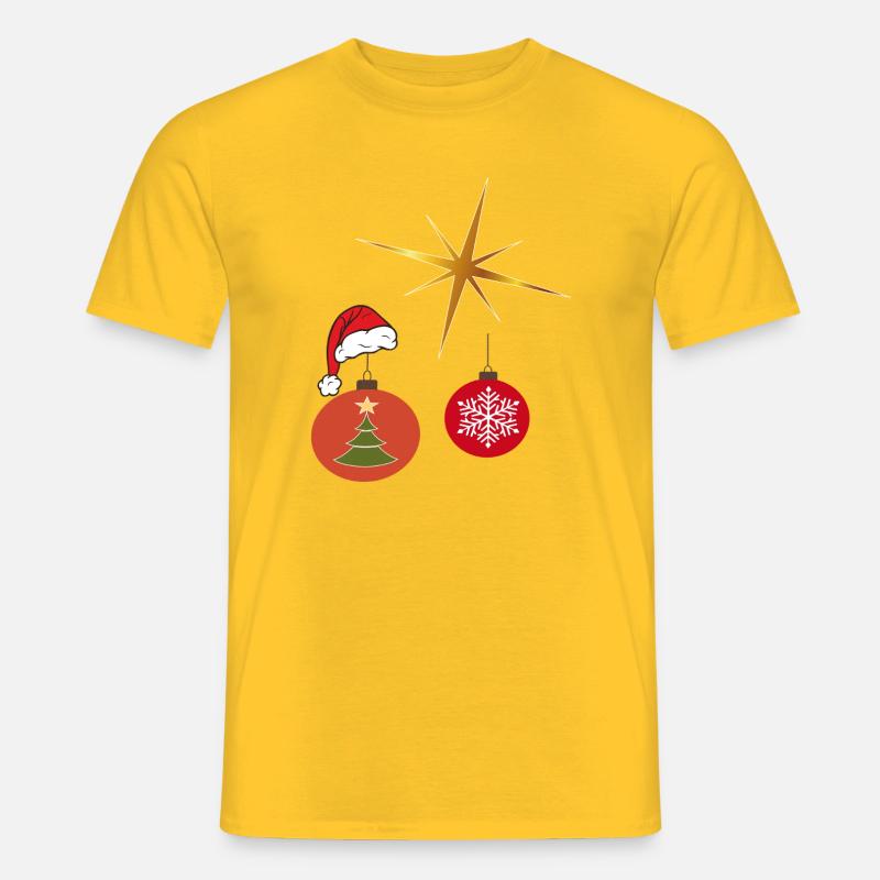 Weihnachtsstern und Weihnachtskugel - Männer T-Shirt - Gelb