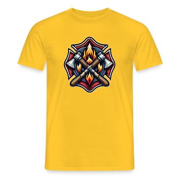 Fire Brigade Logo US Style - Men's T-Shirt - yellow - Front - AI Model Male 178 dark (178cm)