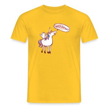 Unicorn Comic, waouh, étonné - T-shirt homme - jaune - Devant - AI Model Male 178 dark (178cm)