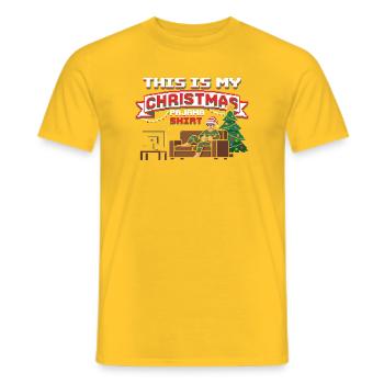Gamer Christmas Pajamas Funny Cool Epic Gamer - Men's T-Shirt - yellow - Front - AI Model Male 178 dark (178cm)