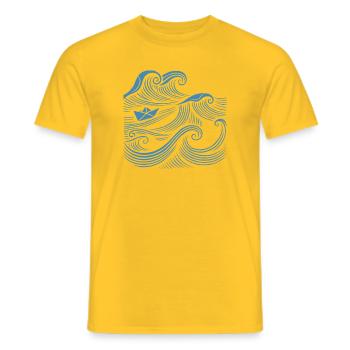 Ship Waves Sea Sailing - Men's T-Shirt - yellow - Front - AI Model Male 178 dark (178cm)