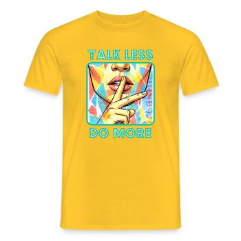 Weniger & Mehr - Männer T-Shirt - Gelb - Vorne - AI Model Male 178 dark (178cm)