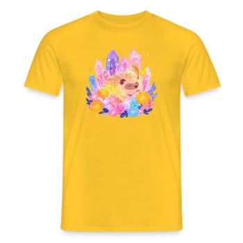 Kleines Igel im Kristallgarten - Männer T-Shirt - Gelb - Vorne - AI Model Male 178 dark (178cm)