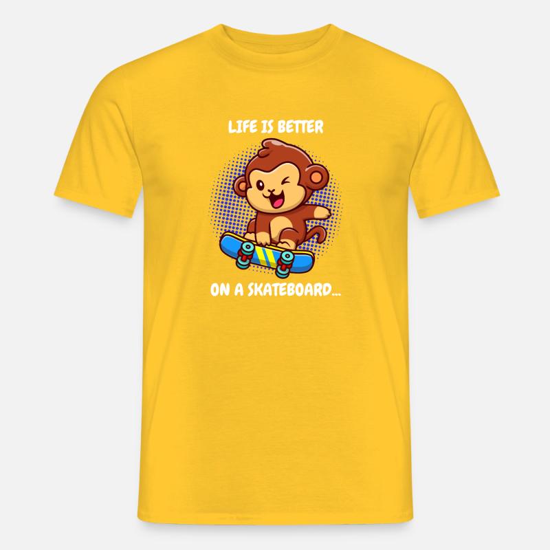 Life Is Better Skateboard Affe Monkey - Männer T-Shirt - Gelb