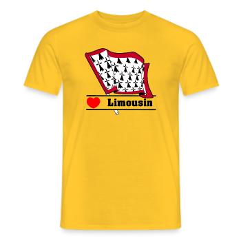 Limousin-Flagge mit Herz - Männer T-Shirt - Gelb - Vorne - AI Model Male 178 dark (178cm)