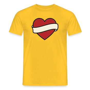 Tattoo Heart Banner Scroll Vector - Men's T-Shirt - yellow - Front - AI Model Male 178 dark (178cm)