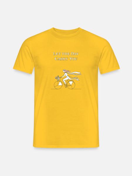 Let the Day Carry You – Line Art Fahrradmotiv - Männer T-Shirt - Gelb