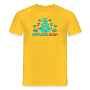 Ne t’inquiète pas, sois capy yoga - T-shirt homme - jaune - Devant - AI Model Male 178 dark (178cm)