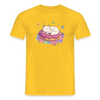 Kater Kuschel Donut Traum - Männer T-Shirt - Gelb - Vorne - AI Model Male 178 dark (178cm)