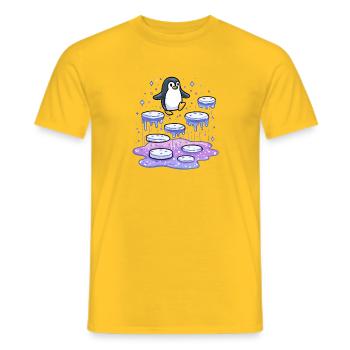 Galaktischer Pinguin auf Eisquellen - Männer T-Shirt - Gelb - Vorne - AI Model Male 178 dark (178cm)