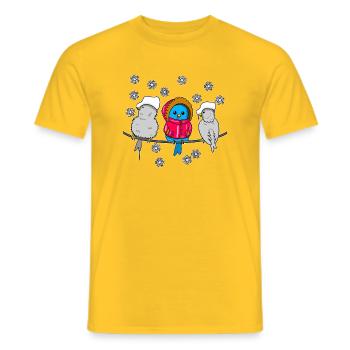 Winter Birds Cartoon in Snow - Männer T-Shirt - Gelb - Vorne - AI Model Male 178 dark (178cm)