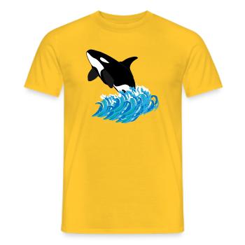 Orca Print - Men's T-Shirt - yellow - Front - AI Model Male 178 dark (178cm)