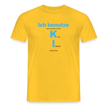 Je préfère utiliser mon cerveau – aucun intérêt pour l’IA - T-shirt homme - jaune - Devant - AI Model Male 178 dark (178cm)