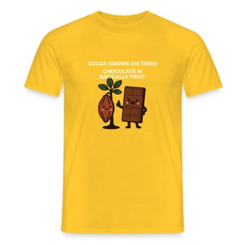 Le chocolat est un fruit – Drôle de dicton du cacao - T-shirt homme - jaune - Devant - AI Model Male 178 dark (178cm)