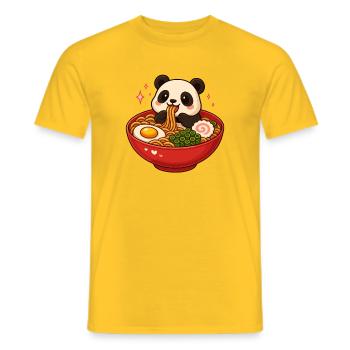Panda with noodles ramen kawaii panda - Men's T-Shirt - yellow - Front - AI Model Male 178 dark (178cm)