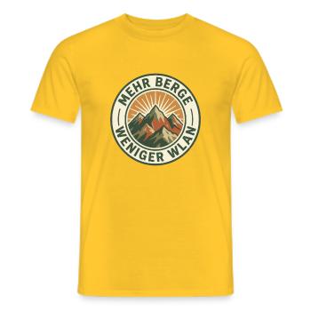 Weniger WLAN mehr Berge - Männer T-Shirt - Gelb - Vorne - AI Model Male 178 dark (178cm)