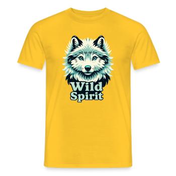 Wild Wolf Soul - Men's T-Shirt - yellow - Front - AI Model Male 178 dark (178cm)
