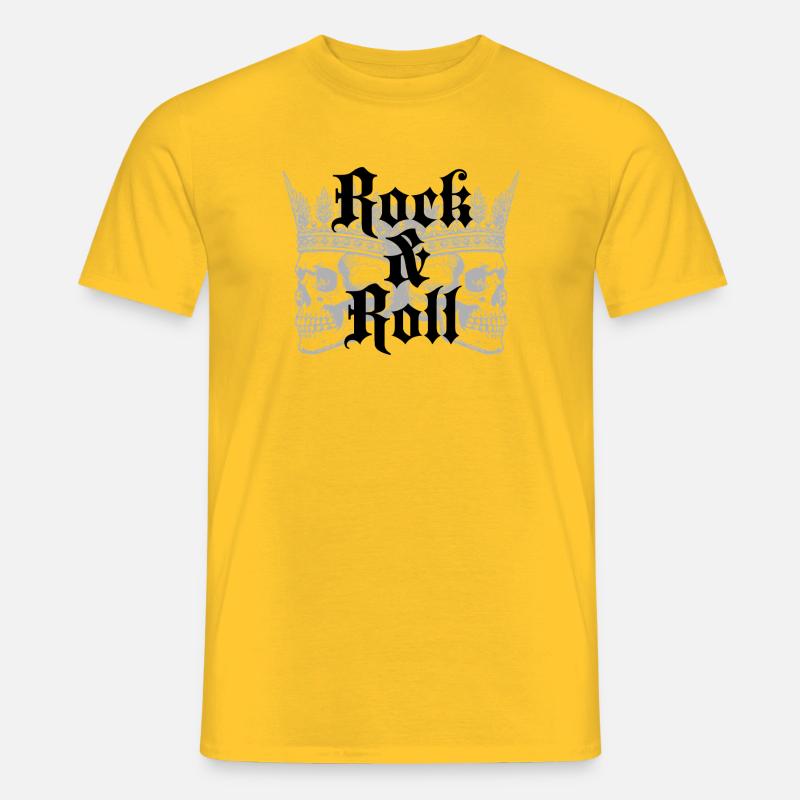 Rock and Roll Crown Skulls - Männer T-Shirt - Gelb