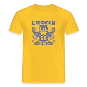 50 Geburtstag 1976 Legenden Grunge Leben beginnt - Männer T-Shirt - Gelb - Vorne - AI Model Male 178 dark (178cm)