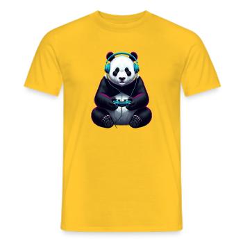 Panda Gaming Animal Video Games Funny Panda - Men's T-Shirt - yellow - Front - AI Model Male 178 dark (178cm)