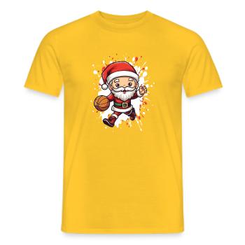 Christmas Basketball Santa - Men's T-Shirt - yellow - Front - AI Model Male 178 dark (178cm)