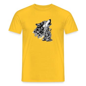 Indianer Krieger mit heulendem Wolf - Männer T-Shirt - Gelb - Vorne - AI Model Male 178 dark (178cm)