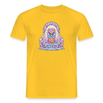 Crystal Owl Throne - Men's T-Shirt - yellow - Front - AI Model Male 178 dark (178cm)