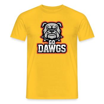 Go Dawgs Bulldog Mascot Football Design - Men's T-Shirt - yellow - Front - AI Model Male 178 dark (178cm)