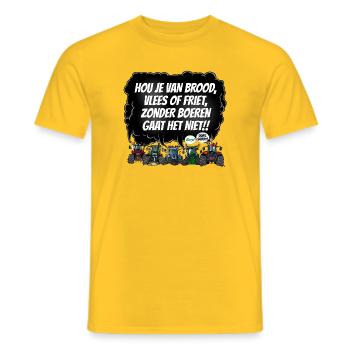 Boerenprotest_tshirt_NL - Men's T-Shirt - yellow - Front - AI Model Male 178 dark (178cm)