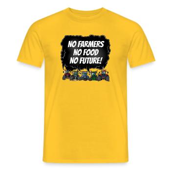 Boerenprotest_tshirt_EN - Men's T-Shirt - yellow - Front - AI Model Male 178 dark (178cm)