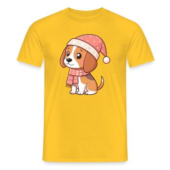 Weihnachts-Beagle-Hund - Männer T-Shirt - Gelb - Vorne - AI Model Male 178 dark (178cm)