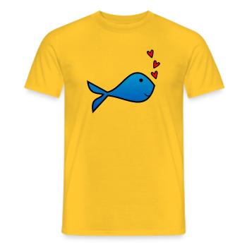 FISCH. VALENTINSTAG. HERZ. ICH LIEBE DICH. ICH LIEBE - Männer T-Shirt - Gelb - Vorne - AI Model Male 178 dark (178cm)